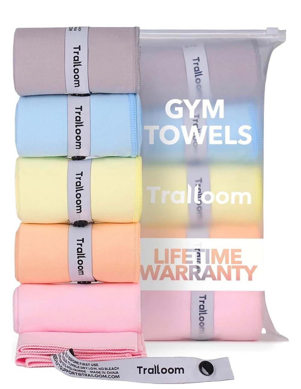 Trailoom Microfiber Gym Towels Set of 5 Pastel Colors
